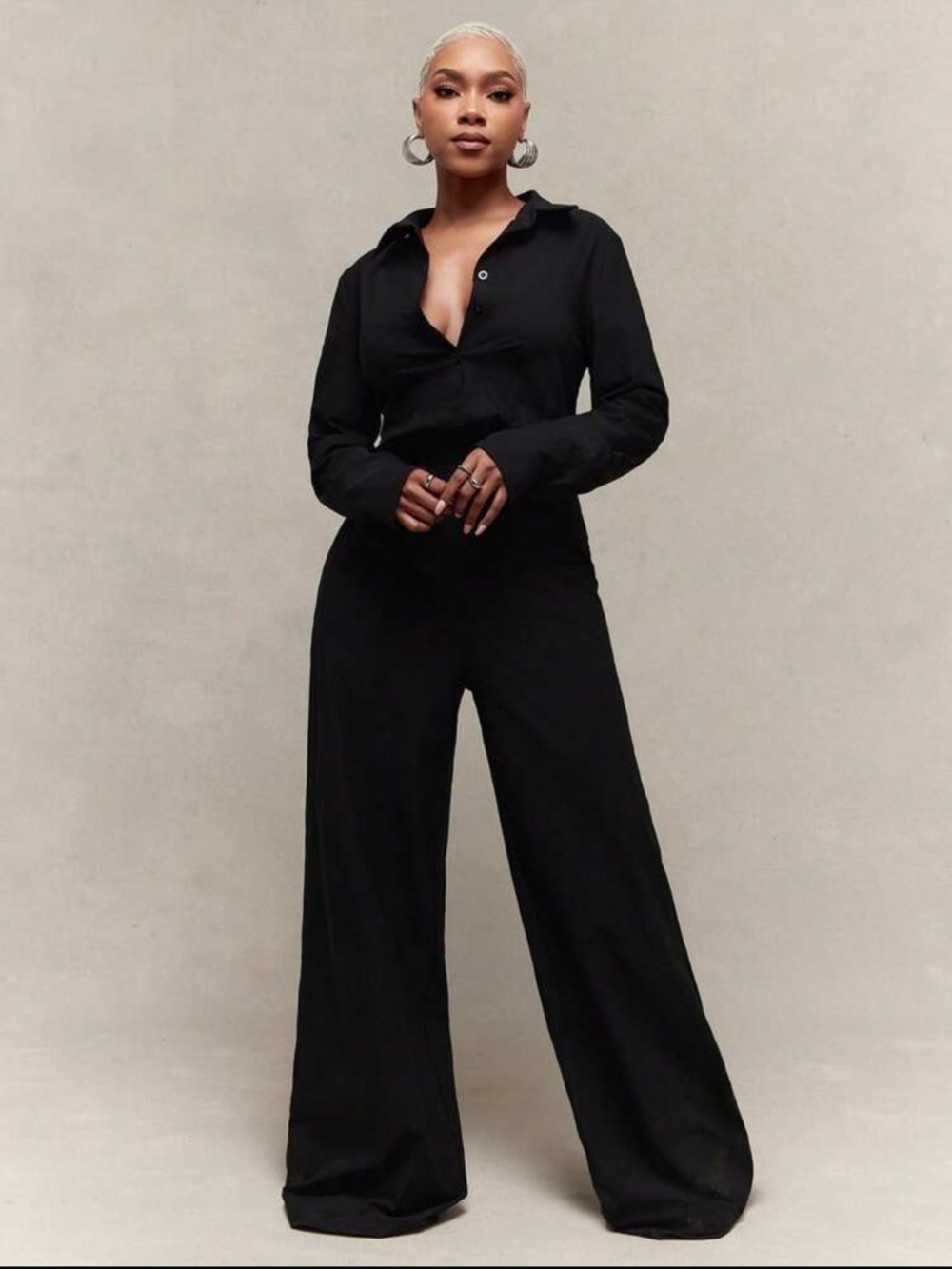SHEIN Wide-Leg Jumpsuit in Black